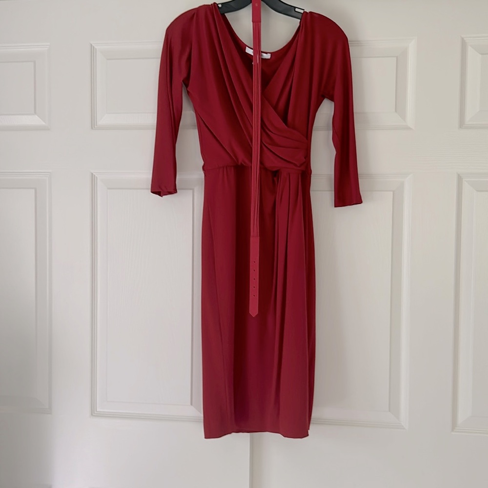 MaxMara red jersey knit wrap style dress with belt sz 40